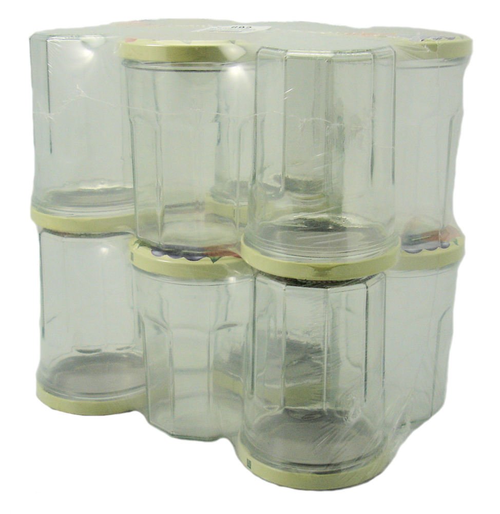 Pack de 12 confituriers en verre de 385 ml avec couvercles à motif fruits pour confitures et conserves maison