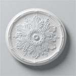 Rosace de plafond décorative Arstyl R9 en polyuréthane blanc avec motifs sculptés