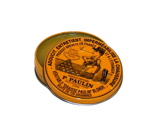 Paulin Graisse Blonde 100g en pot pour l'entretien et l'imperméabilisation des cuirs.