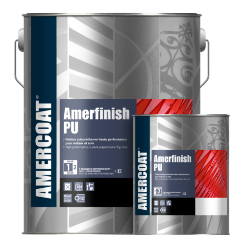 Set de peinture de finition polyuréthane Amerfinish PU, comprenant base et durcisseur, pour le traitement et la protection durable des métaux.