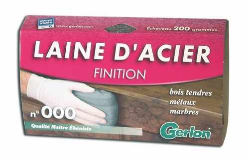 Laine d'Acier n°000 finition 200g pour polissage et nettoyage délicat des surfaces.