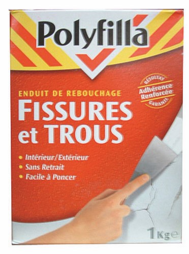 Enduit de rebouchage poudre 1 kg pour fissures et trous, utilisation extérieure