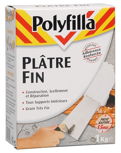 Sac de plâtre fin blanc en poudre 1 kg pour enduit et montage