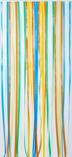 Rideau de porte lanières Antilles multicolore en plastique 90x220 cm, idéal pour filtrer la lumière et les insectes.