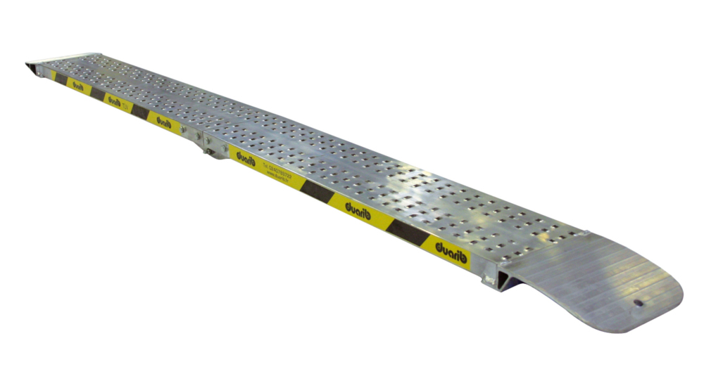Rampe d'accès légère sans rebords en aluminium de 2 mètres avec surface antidérapante pour manutention.