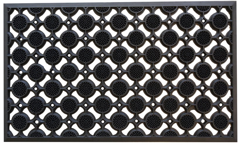 Grille en caoutchouc noire à pastilles picots pour gratter les pieds, usage extérieur, 45 x 75 cm