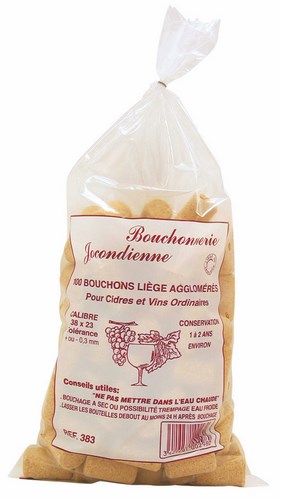 Lot de 100 bouchons en liège aggloméré de 38x23mm pour la mise en bouteille de vin