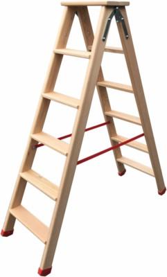 Échelle double en bois pliable avec 5 marches plates et tablette