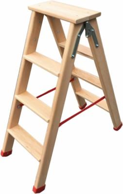 Échelle double en bois 3 marches plates avec tablette porte-outils