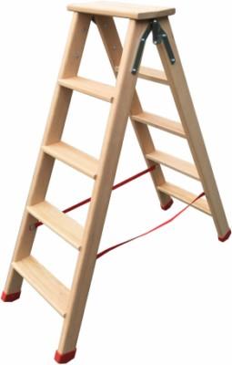 Échelle double en bois à 4 marches plates avec tablette porte-outils