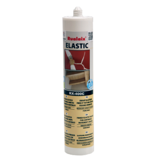 Enduit-mastic fibré élastique RX-400C spécial fissures vivantes en cartouche de 310 ml pour la réparation des murs extérieurs