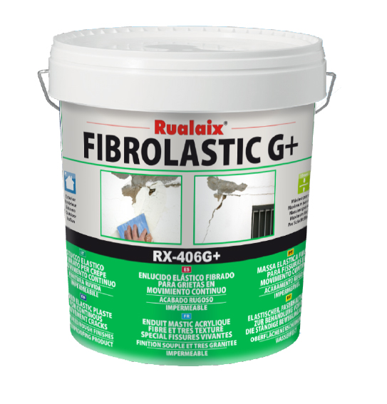 Enduit-Mastic Fibré et Très Granité RX-406G+ Fibrolastic G+ spécial fissures vivantes 5 kg pour murs extérieurs