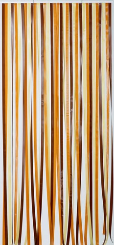 Rideau de porte à lanières plastiques brun et beige, style Antilles, 90x220 cm, idéal comme moustiquaire ou séparateur d'ambiance.