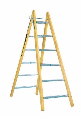 Échelle double de menuiserie MD2 en bois et aluminium à 6 marches, robuste et stable