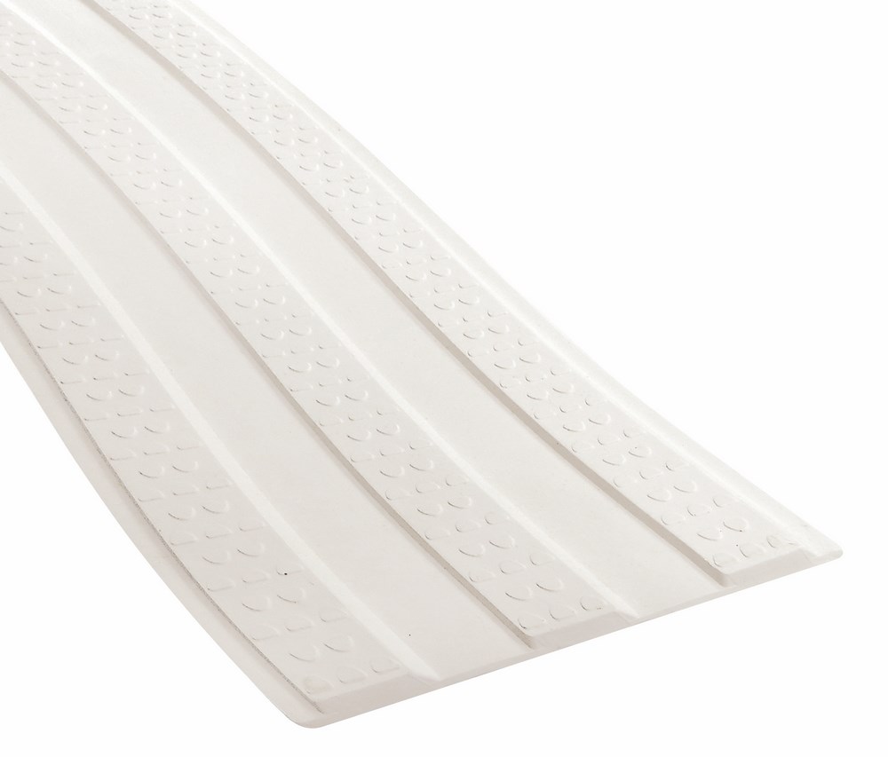 Rail de guidage Exteline blanc 100 x 17,5 cm avec 3 grosses cannelures pour la pose de revêtements de sol PVC.