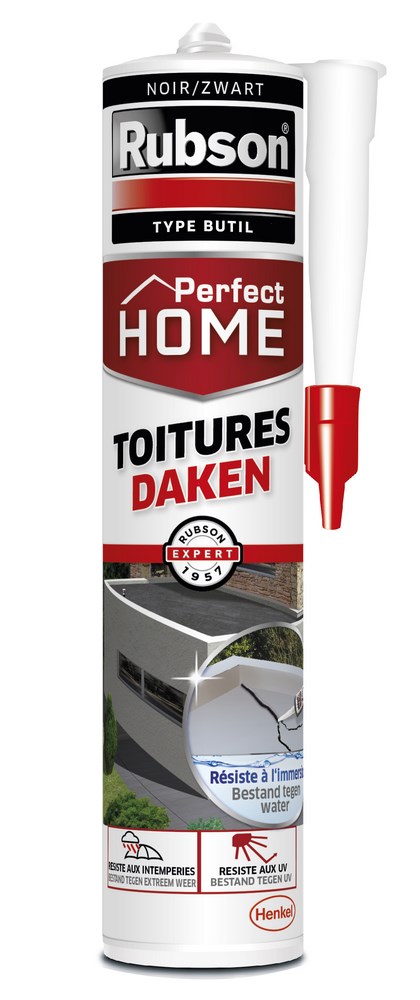 Mastic Perfect Home Toitures noir 280 ml pour l'étanchéité et la réparation