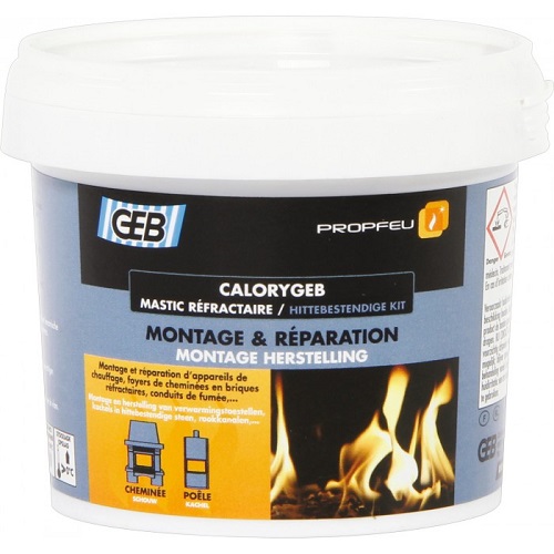 Mastic réfractaire Calorygeb 600 g pour l'assemblage, la réparation et l'isolation des appareils de chauffage et conduits de fumée