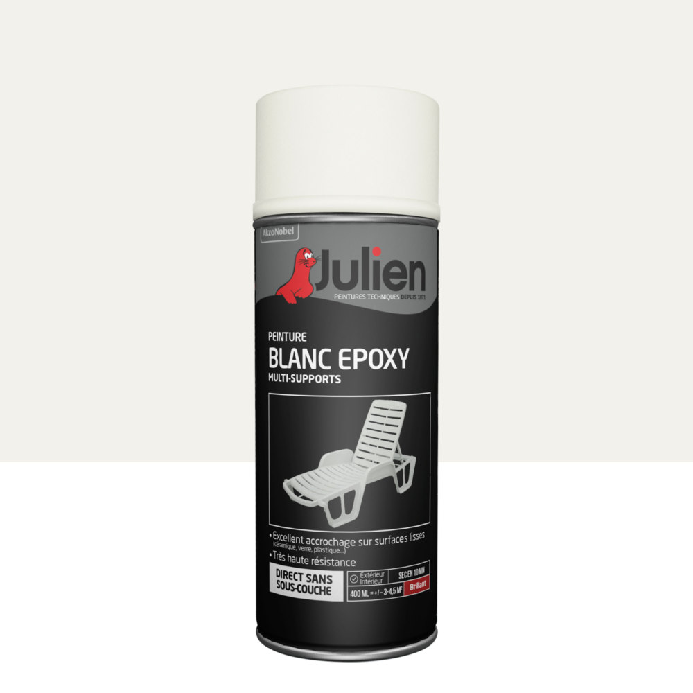 Peinture époxy multi-supports blanc brillant en aérosol 400 ml séchage rapide et haute résistance