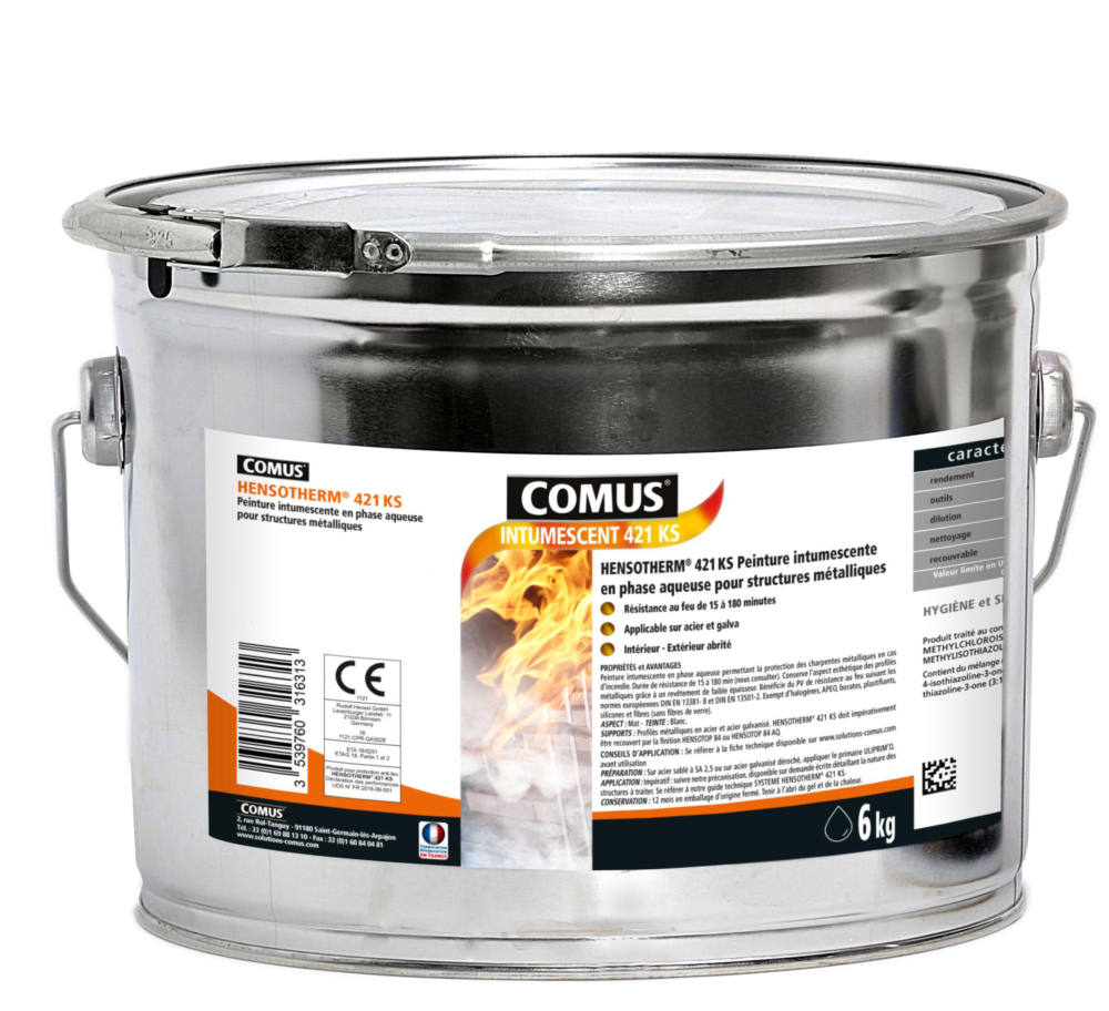 Seau de peinture ignifuge Hensotherm 421 KS pour la protection passive au feu des bâtiments