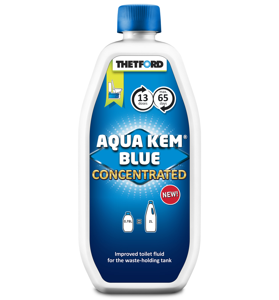 Liquéfiant WC chimique Aqua Kem Blue Concentré Neutre 780 ml pour entretien des toilettes et fosses, parfum neutre.