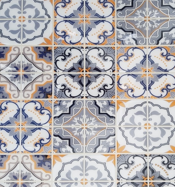 Carrelage adhésif 3D vintage jaune avec motifs en relief