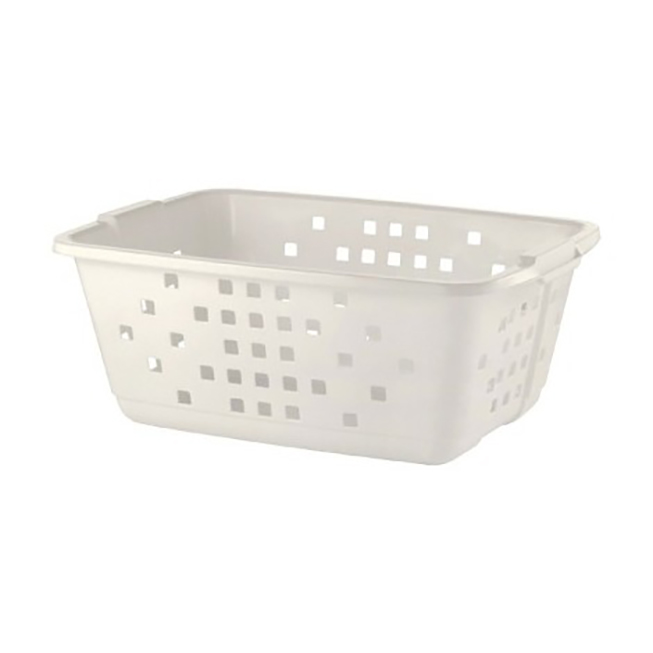Corbeille à linge Blanc Cérusé 45L avec couvercle