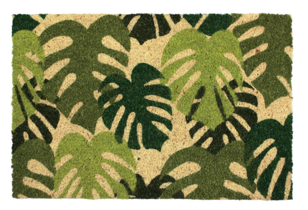 Tapis Coco imprimé feuillage 40 x 60 cm pour entrée en fibres naturelles