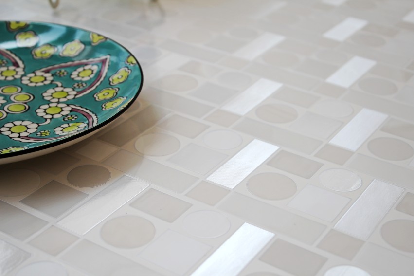 Nappe Cristal transparente à motif géométrique, 140 cm x 20 m