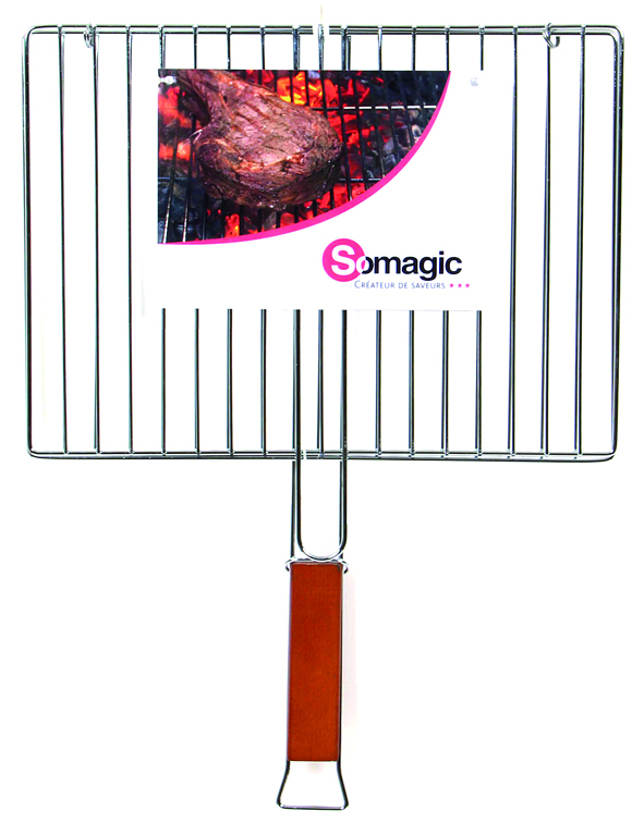 Grille de barbecue double 40 x 29 cm avec poignée pour un retournement facile des aliments