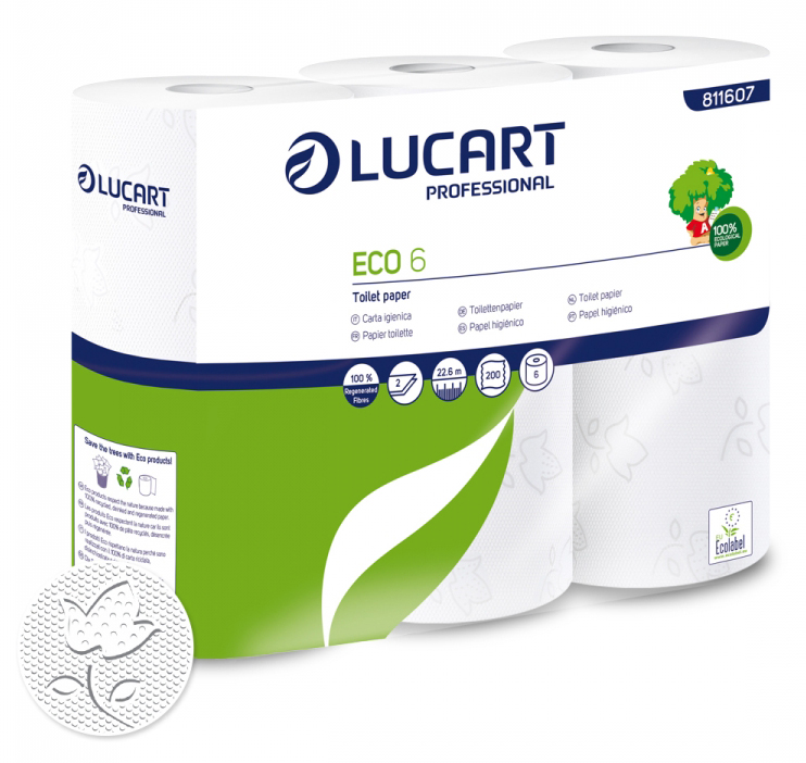 Lot de 6 rouleaux de papier toilette blanc écologique double épaisseur