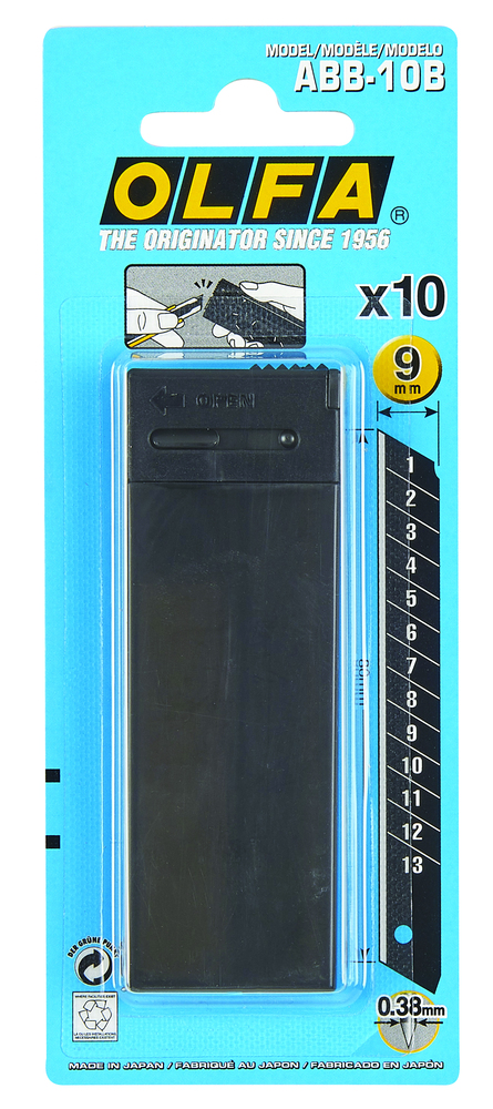 Lames de Cutter Olfa Noires ABB 10B 9 mm x 10