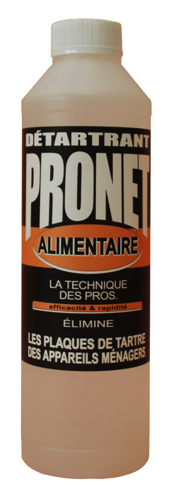 Bouteille de détartrant alimentaire ménager 500 ml pour appareils de cuisine, idéal cafetière et bouilloire.