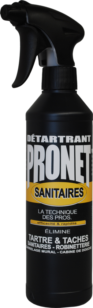 Bouteille de détartrant sanitaire 500 ml pour cabine de douche, nettoyant puissant anti-calcaire.