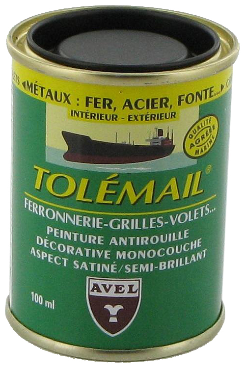 Pot de peinture émail Tolémail Spécial Ferronnerie 100 ml pour dorures et protection des métaux