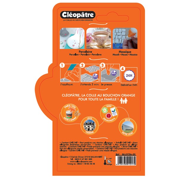 Cléopâtre Colle Porcelaine Cléo'Tech Tube 30 g Sous Blister