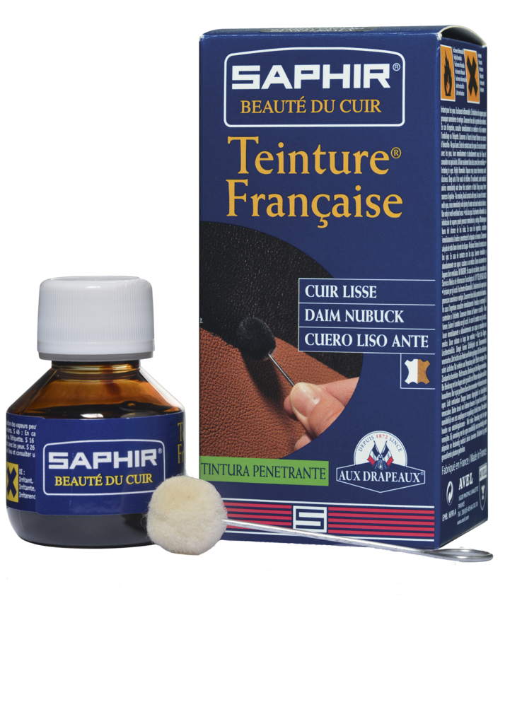 Teinture Française flacon 50 ml pour cuir, idéale pour la coloration et l'entretien.
