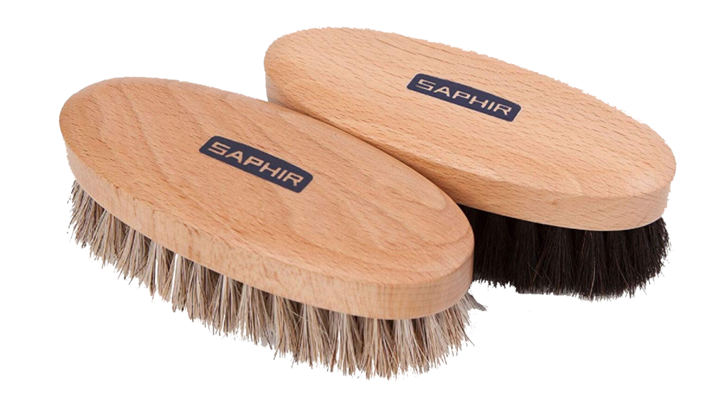 Brosse de ménage ovale 13 cm en crin de cheval avec corps en bois naturel