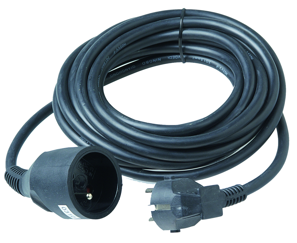 Rallonge électrique noire en PVC 3G 1.50 mm² de 5 mètres
