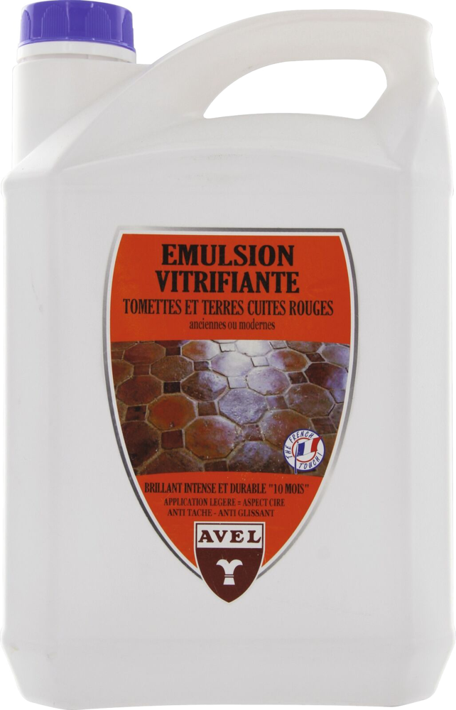 Émulsion vitrifiante 5 litres pour tomettes, produit d'entretien des sols pour une protection et un éclat durables.
