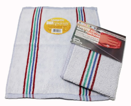 Mini lavette en coton 32x32 cm, prélavée pour un nettoyage facile des surfaces.