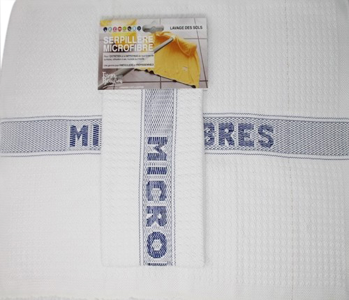 Serpillière microfibres gaufrée blanche 50 x 60 cm pour un nettoyage efficace des sols.