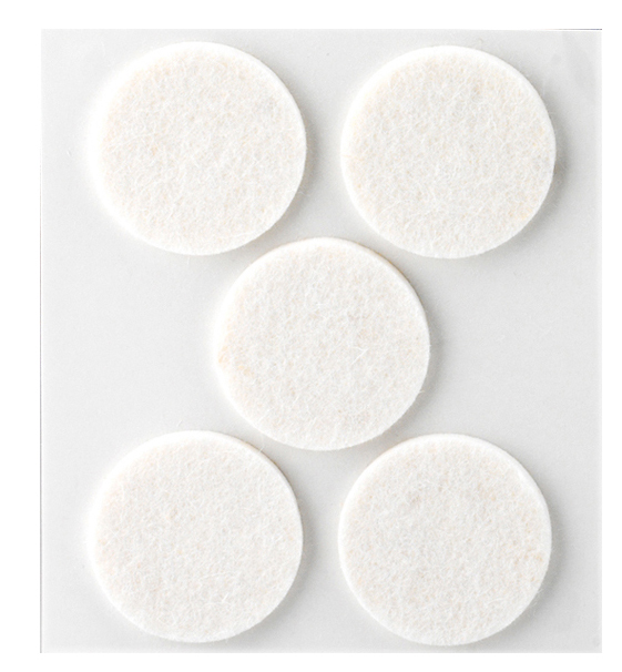 Patin Feutre Adhésif en Laine Blanc Ø34 mm (x5)