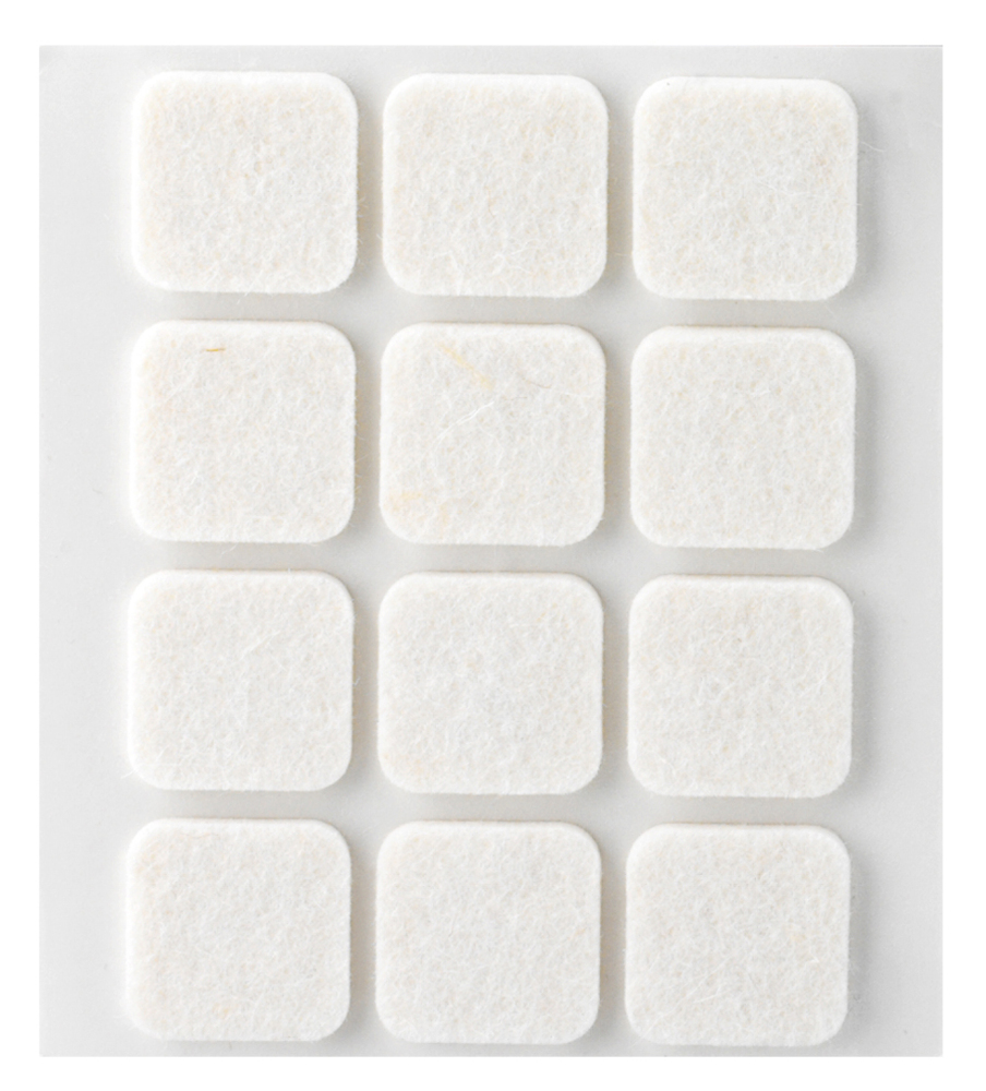 Patin Feutre Adhésif en Laine Blanc 22 x 22 mm (x12)