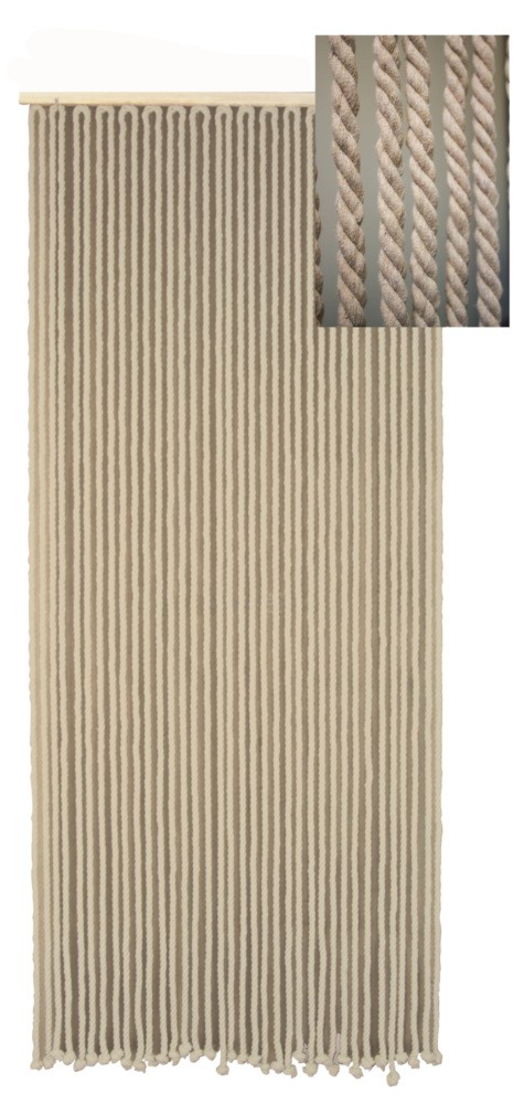 Rideau de porte en cordage de coton tressé écru 90x200 cm, style bohème et naturel.