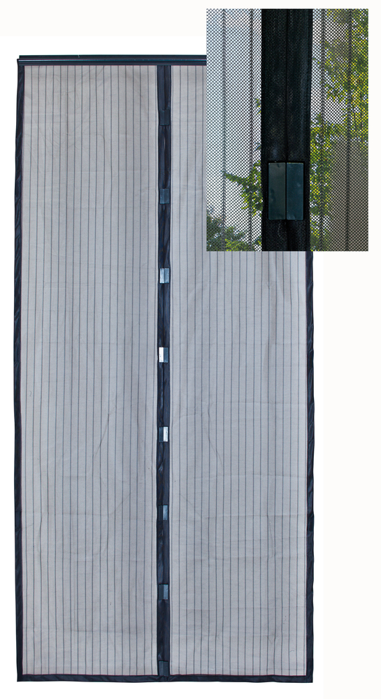 Rideau de porte 2 bandes Moustimagnet, moustiquaire magnétique à fermeture rapide 100 x 220 cm