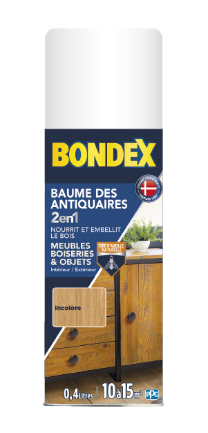 Baume Antiquaires 2 en 1 cire et encaustique pour bois, aérosol 400 ml, finition naturelle