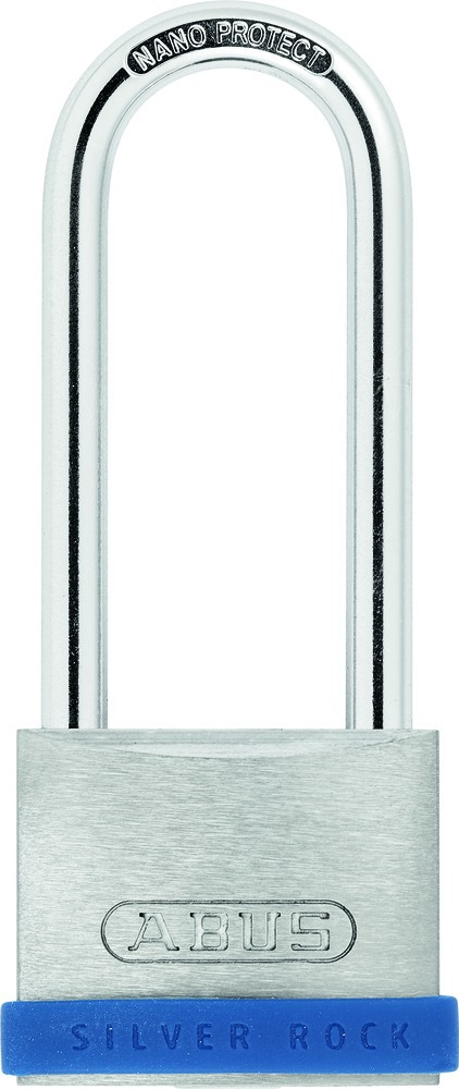 Cadenas à clé robuste zinc massif Silver Rock haute anse 63 mm gris argenté