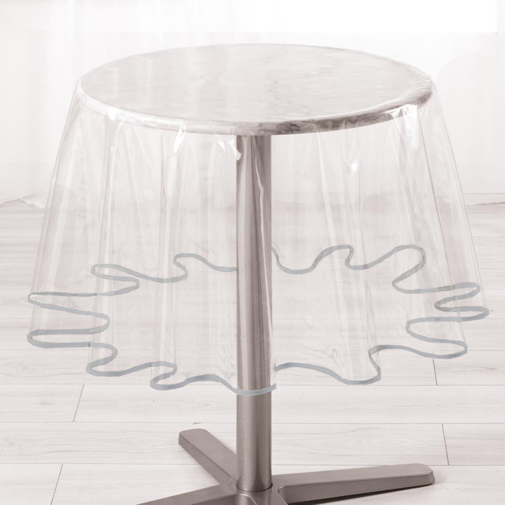 Nappe Cristal Transparente Ronde Ø160cm sur tube, protège-table.
