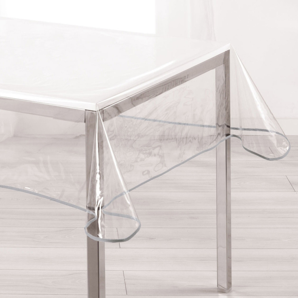 Nappe Cristal Transparent 140 x 280 cm sur tube, protège-table pour une protection discrète