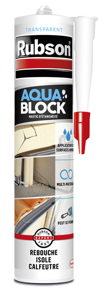 Mastic d'étanchéité Aquablock transparent en cartouche de 280 ml pour joints durables et invisibles